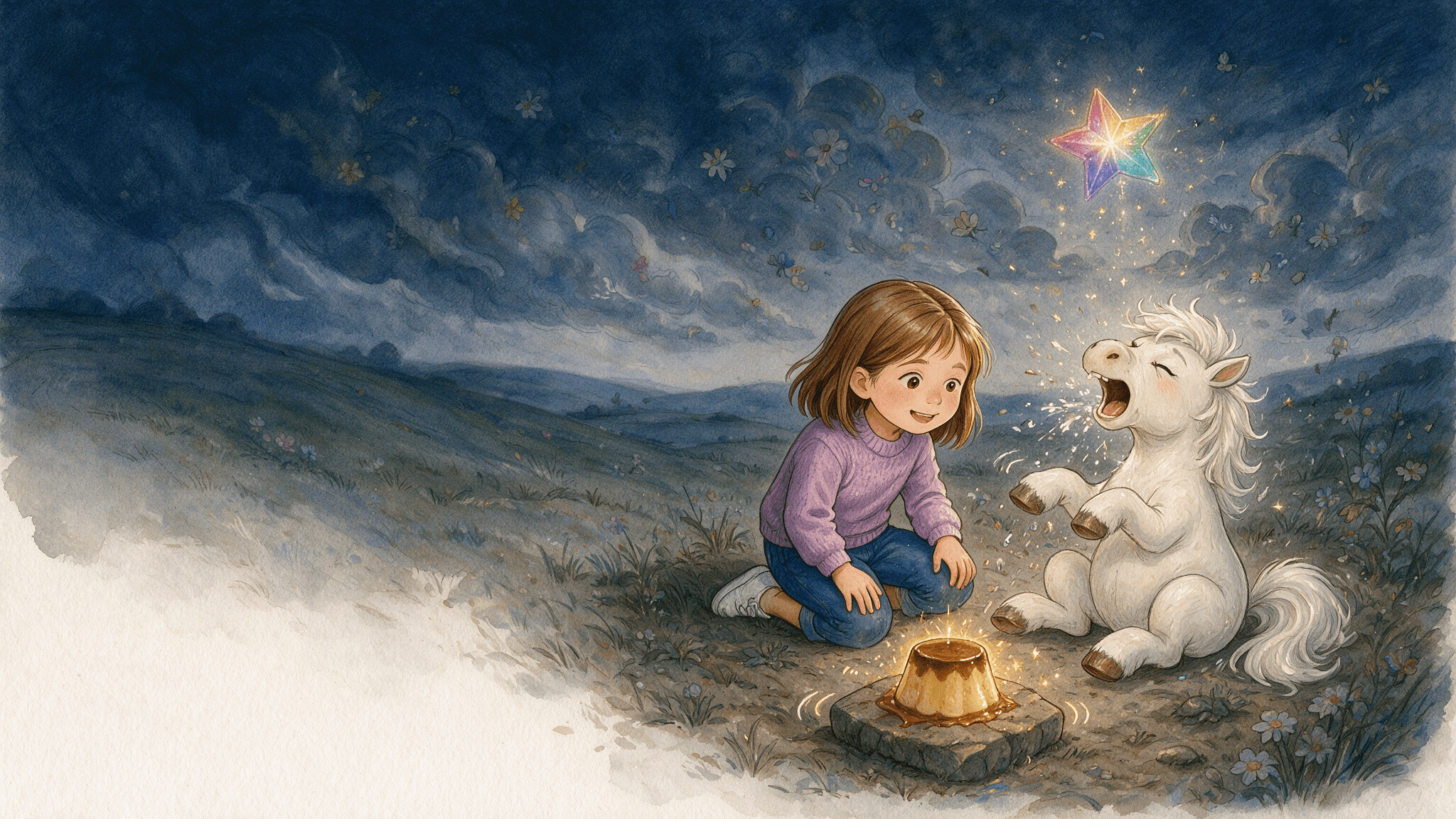 Ilustración de la escena 3: Lara en el reino de los ponis