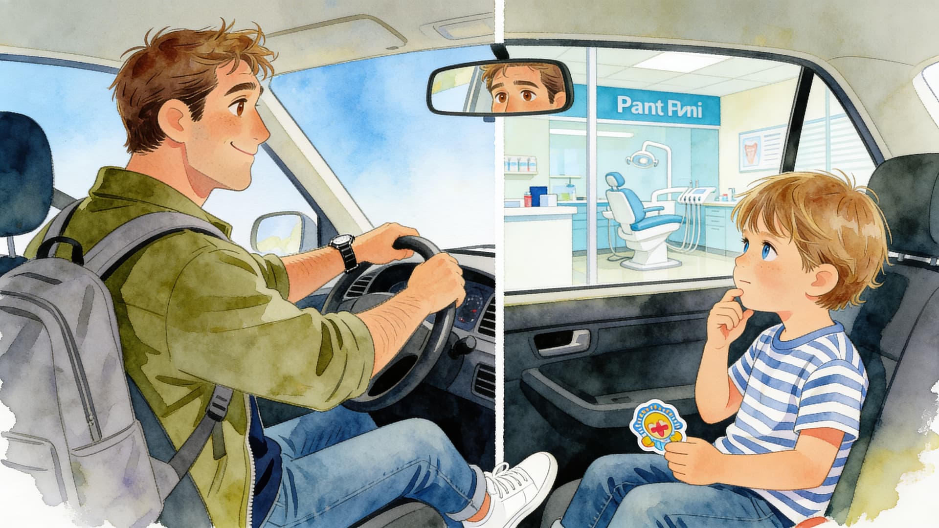 Ilustración de la escena 6: Lucas y la dentista valiente
