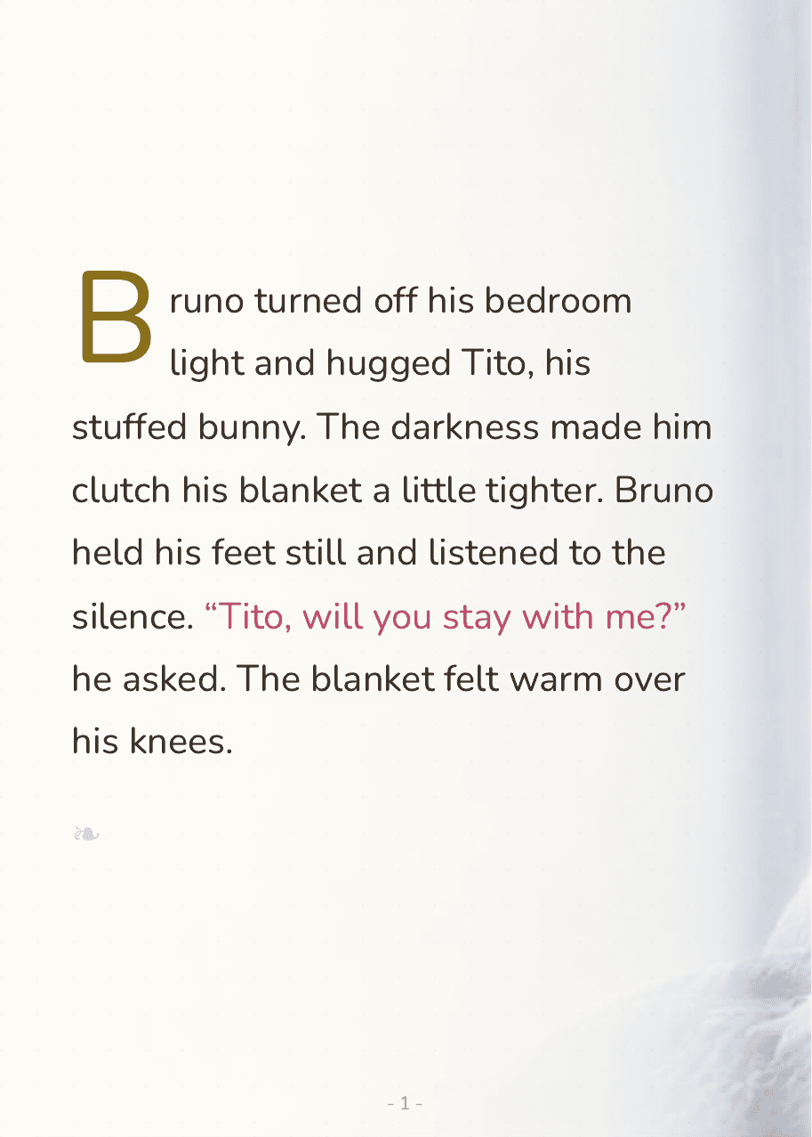 Inside double page of "Bruno and the Night That Wasn’t Scary"