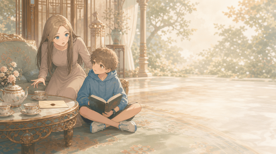 Ilustración de la escena 2: La princesa bromista y el príncipe encantador