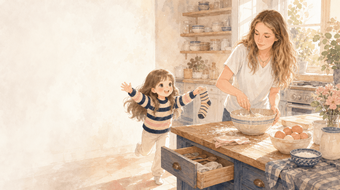 Illustration de la scène 2: Juliette prépare des crêpes
