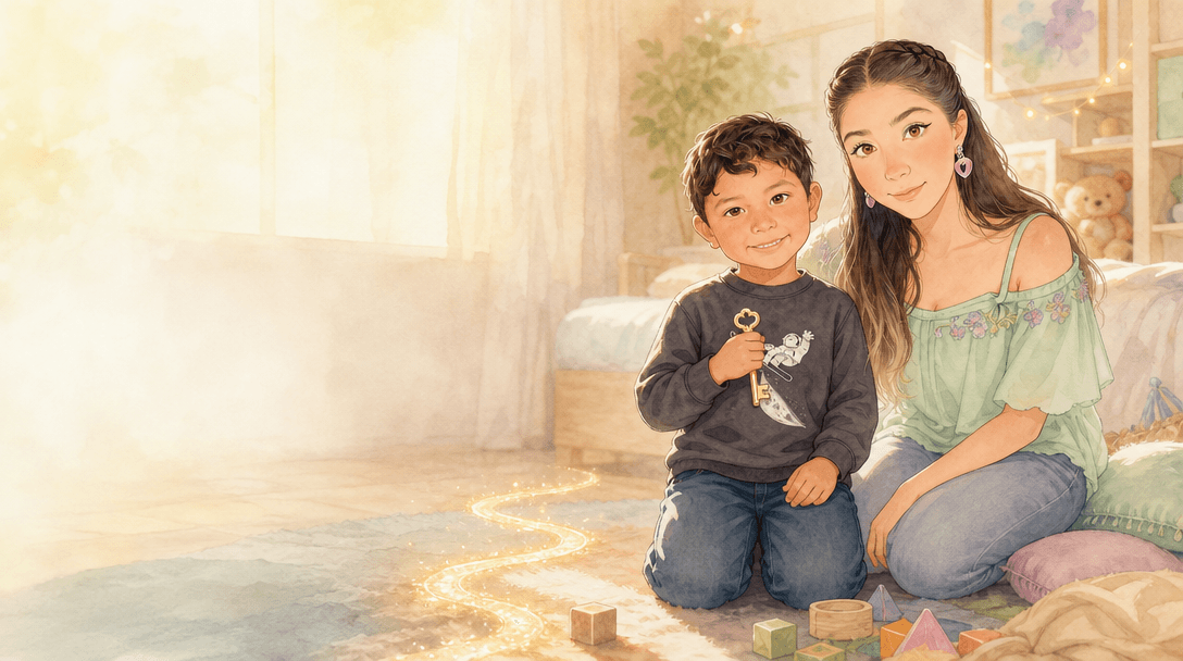 Ilustración de la escena 1: Mamá y Santiago: La Aventura del Corazón Infinito