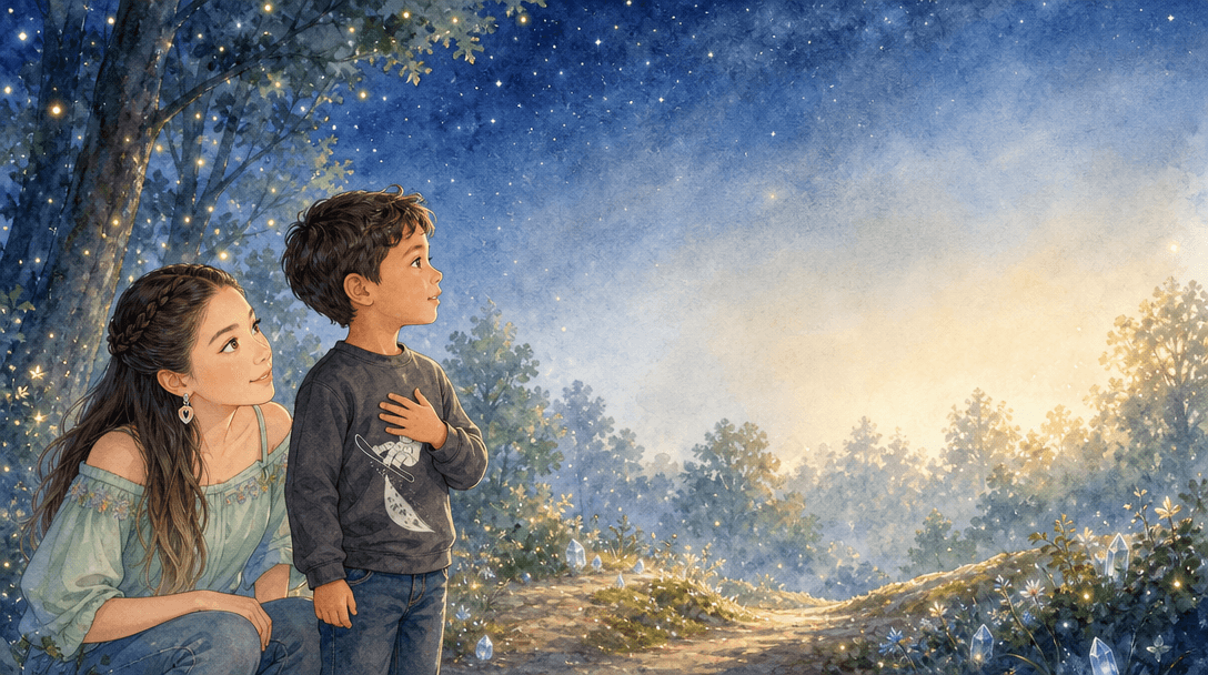 Ilustración de la escena 2: Mamá y Santiago: La Aventura del Corazón Infinito