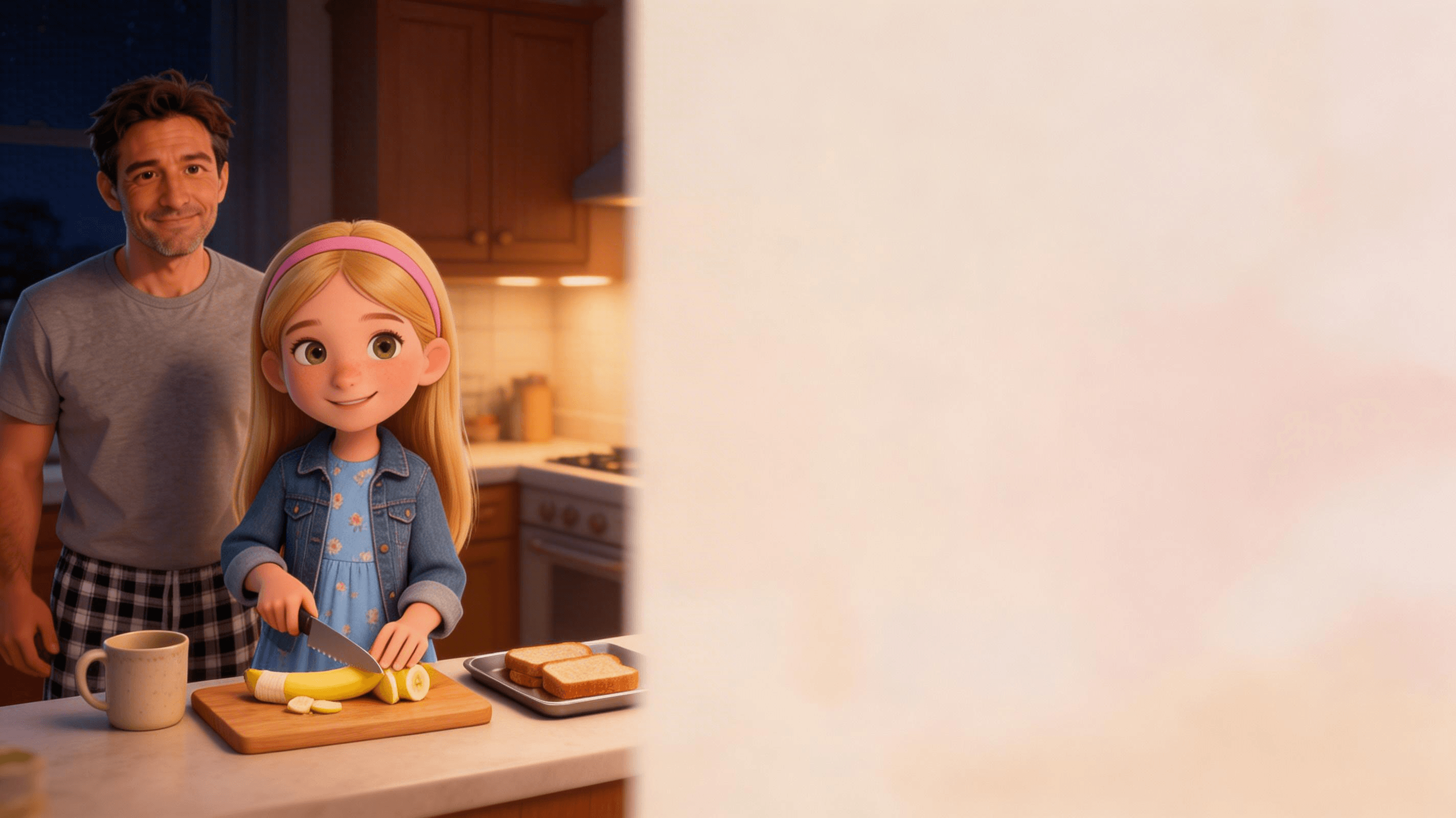 Ilustración de la escena 4: Alba y el desayuno secreto