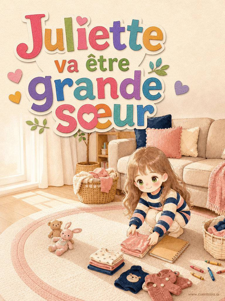 Couverture illustrée du conte « Juliette va être grande sœur », Éducation émotionnelle, illustration en Découpages de Papier