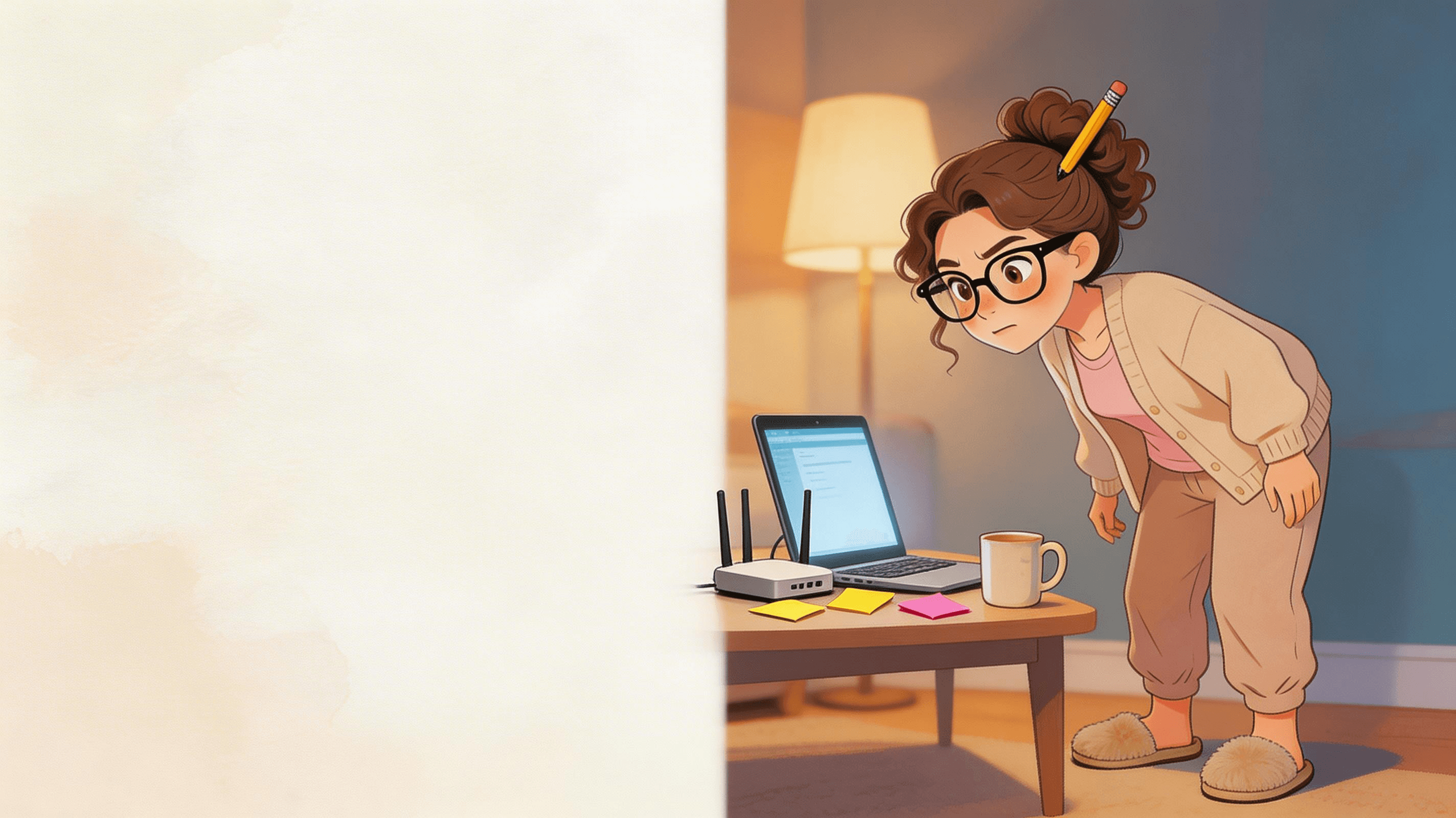 Ilustración de la escena 1: La vecina del quinto y el misterio del WiFi robado: un cuento de humor con final inesperado