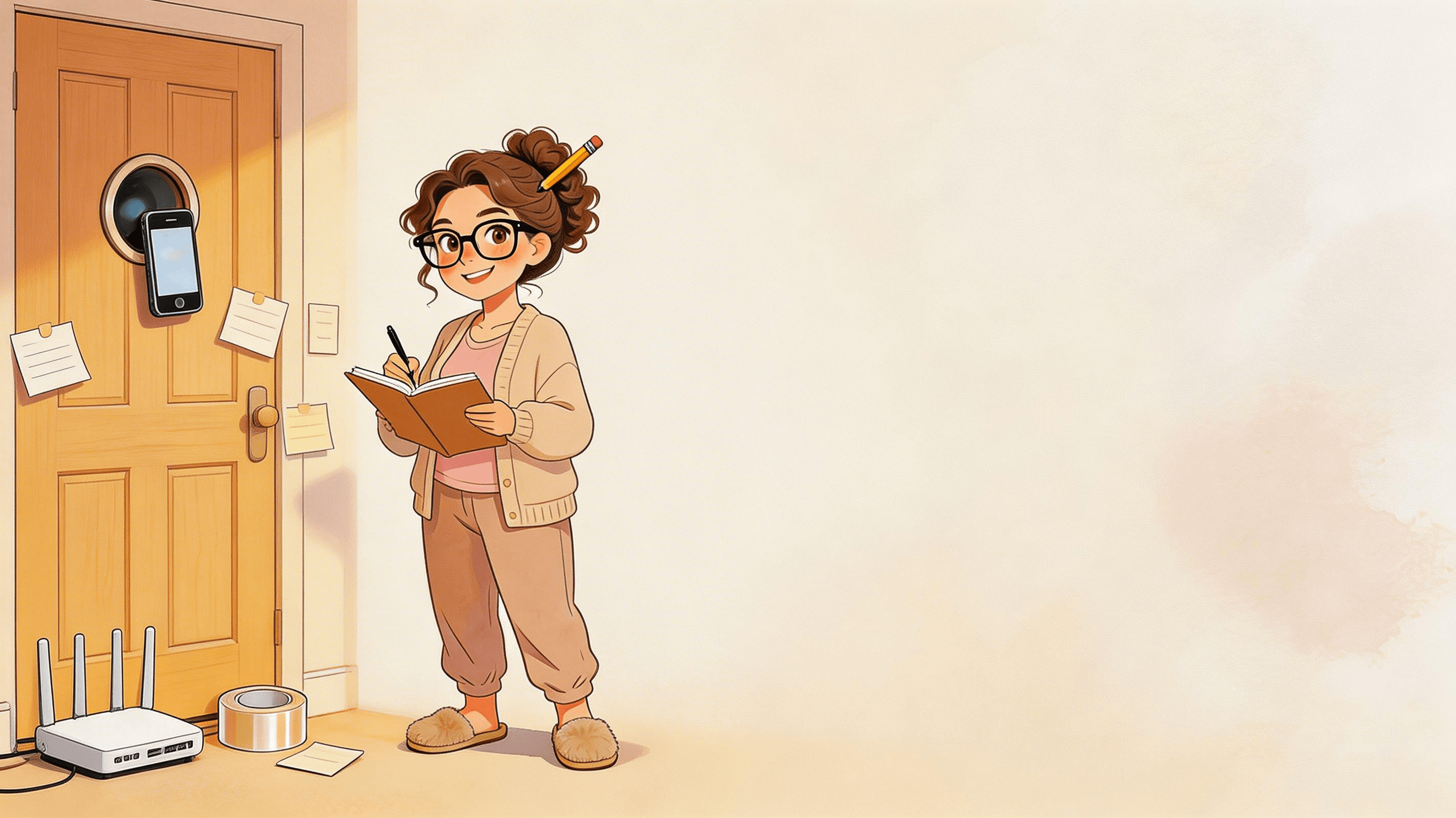Ilustración de la escena 2: La vecina del quinto y el misterio del WiFi robado: un cuento de humor con final inesperado