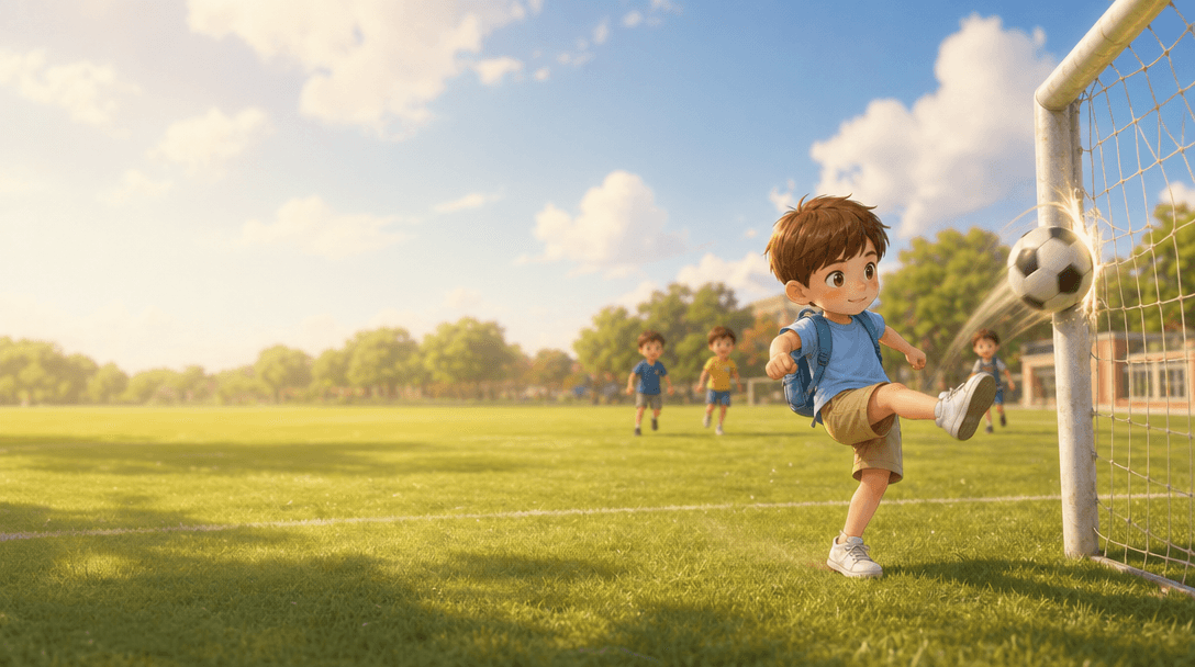 Ilustración de la escena 1: Lucas y el partido que le enseñó a perder