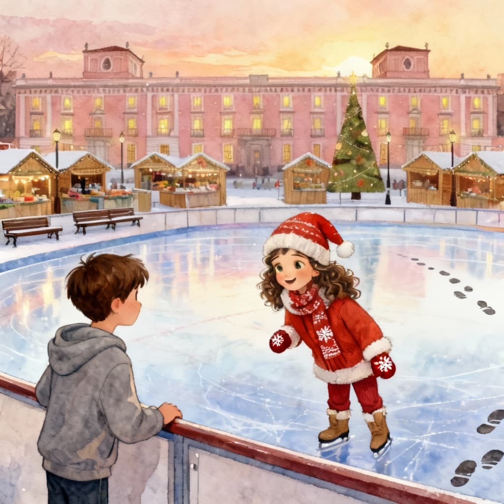 Ilustración de la escena 7: Luci y la magia sobre hielo en Boadilla