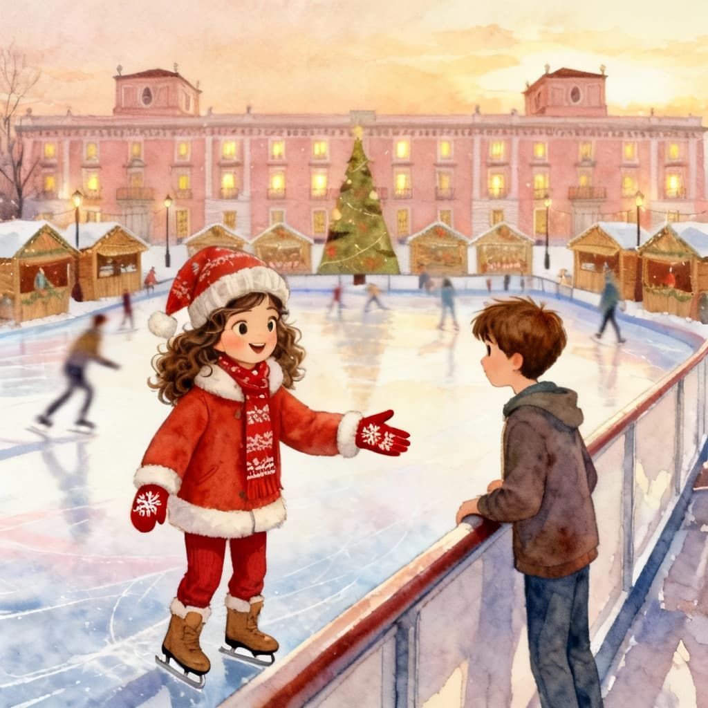 Ilustración de la escena 9: Luci y la magia sobre hielo en Boadilla