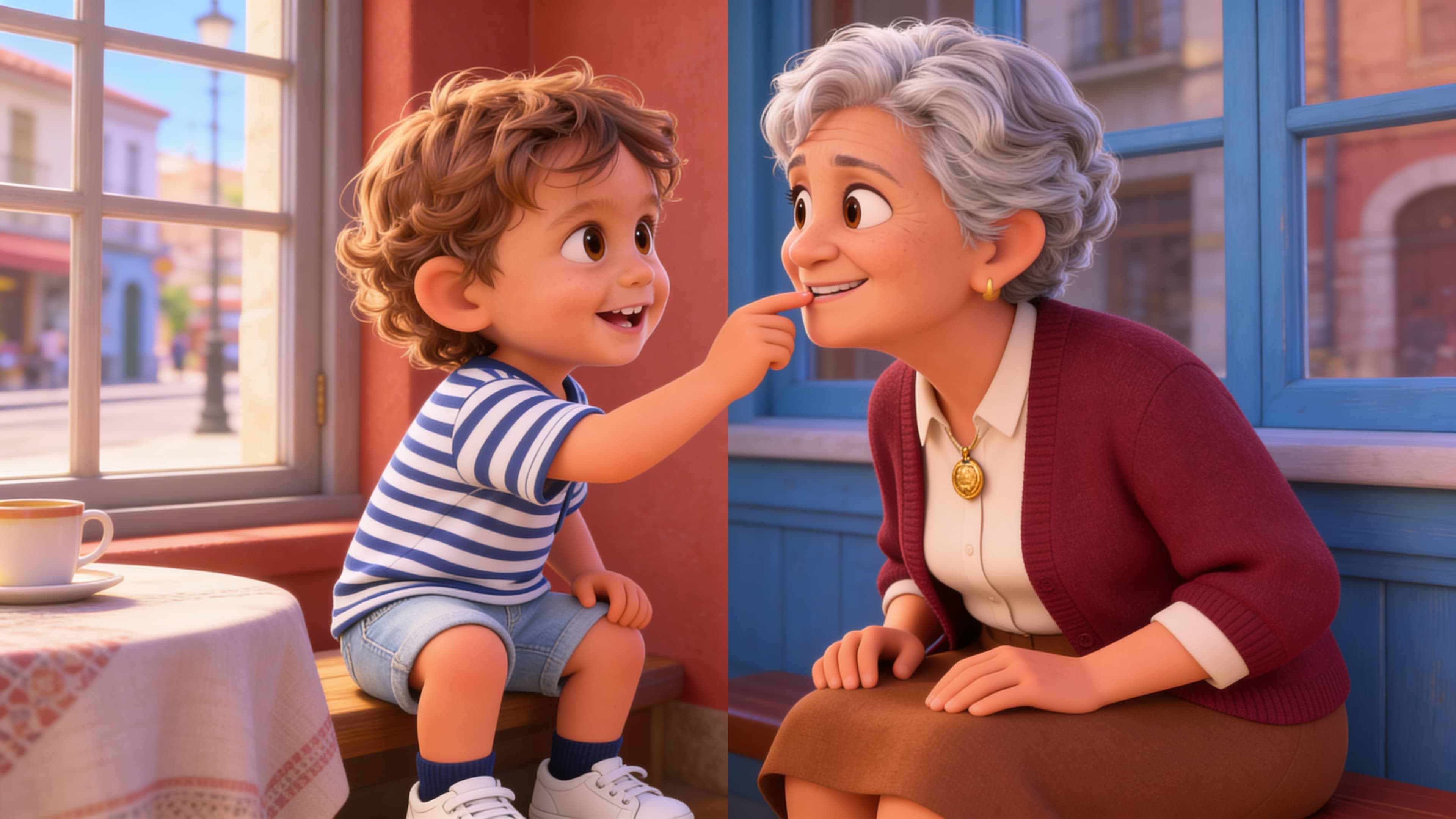 Ilustración de la escena 3: Hugo y el mapa de arrugas de la abuela