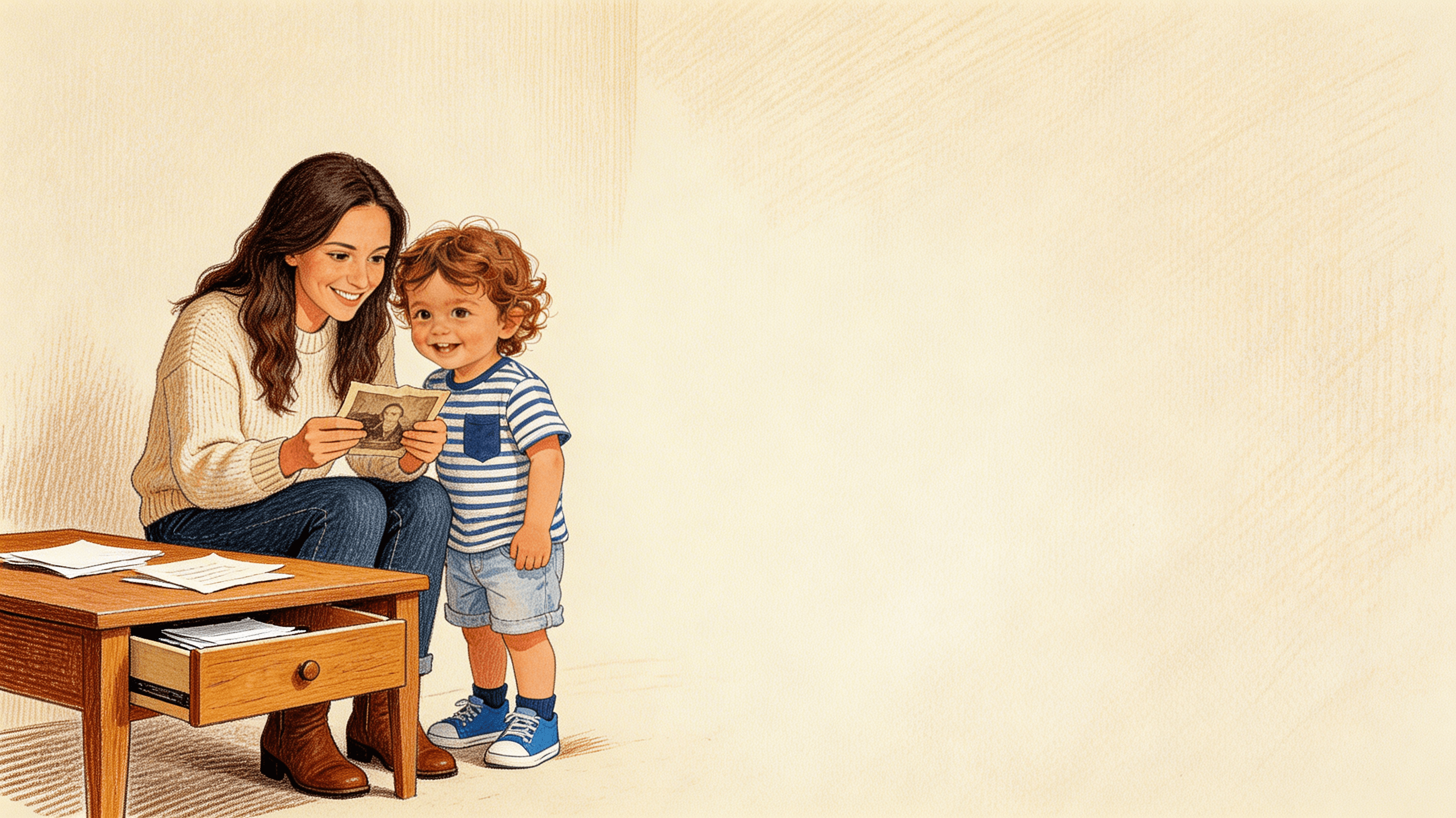 Ilustración de la escena 2: El día que mamá fue pequeña