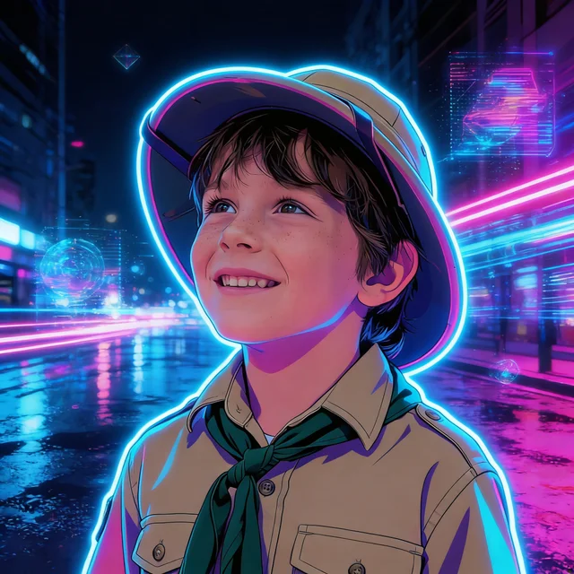 Ejemplo de estilo Neón Urbano en CuentosIA